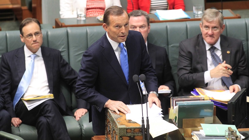 Prime Minister Tony Abbott introduces the carbon tax repeal bill to the House of Representatives.