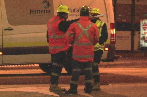 Workers attempting to fix the gas leak in Randwick last night
