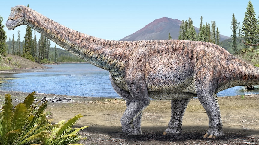 An artist's impression of a plant-eating dinosaur whose remains scientists discovered in the Atacama Desert in Chile.