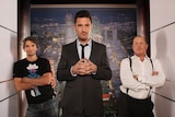 Wil Anderson, (centre) Todd Sampson (left) and Russel Howcroft