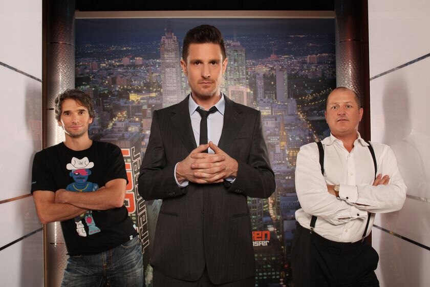 Wil Anderson, (centre) Todd Sampson (left) and Russel Howcroft