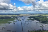 helicopter shot of widespread flooding in Condobolin.