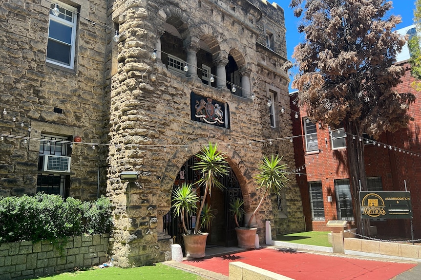 A wide shot of the front of Perth Mess Hall.