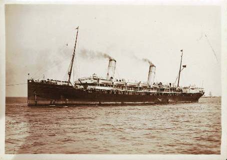 A black and white photo of an ocean liner
