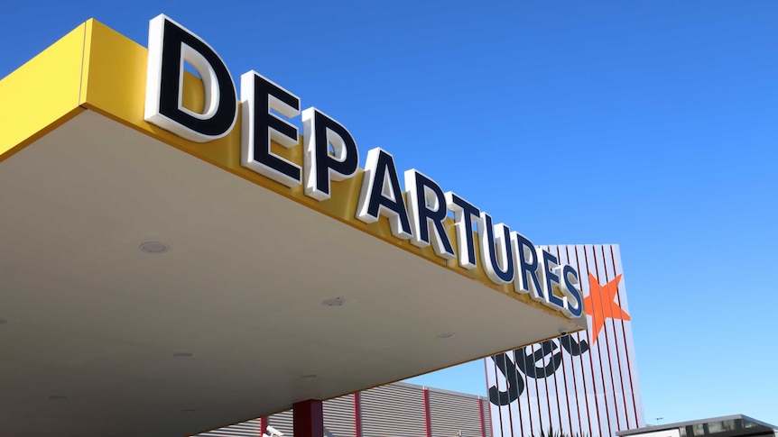 The departures sign at Avalon Airport.