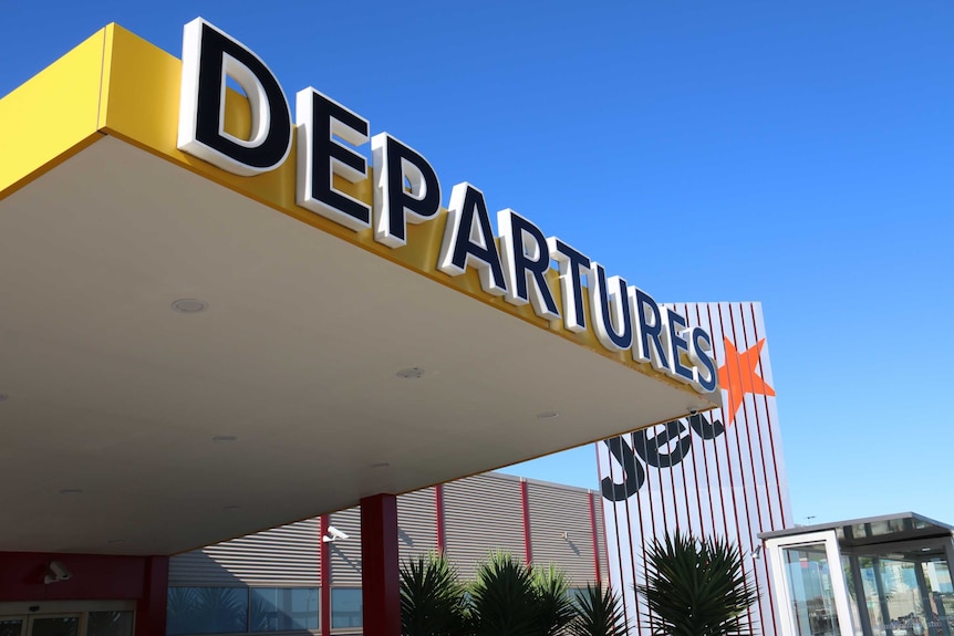 The departures sign at Avalon Airport.