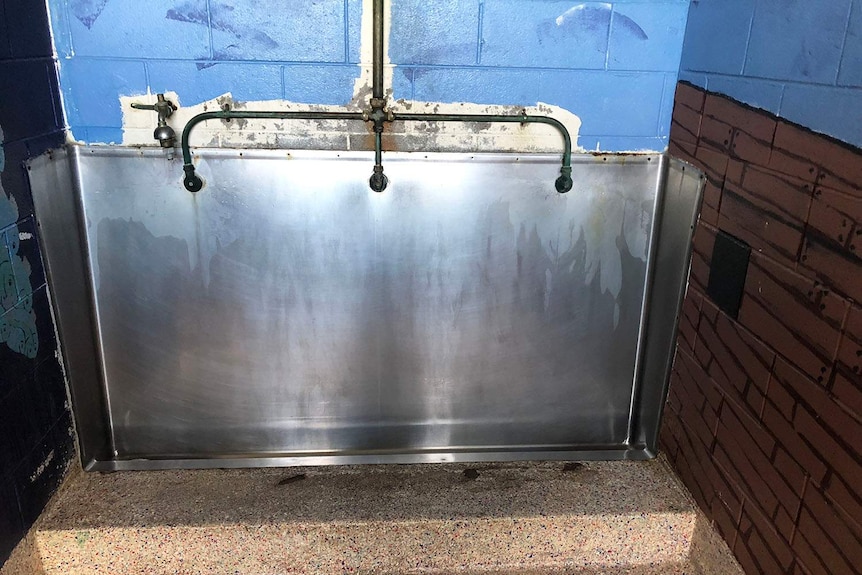 Urinals in boys' toilet block at Springwood Road State School, south of Brisbane, on June 13, 2018.