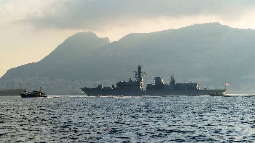 HMS Westminster docks in Gibraltar