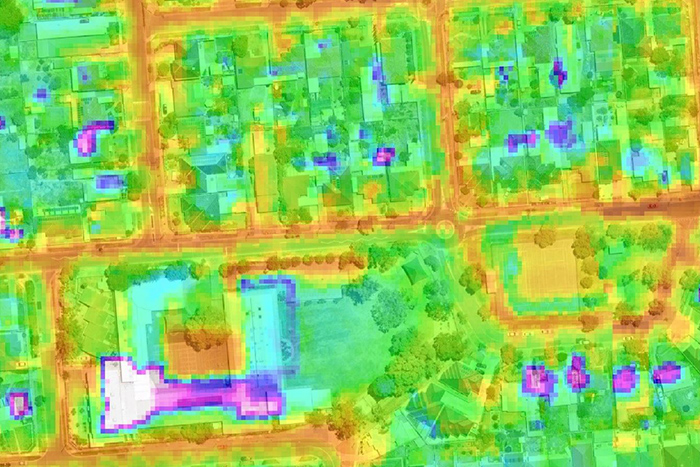 Heat map of Western Adelaide night temps during heatwave in 2017