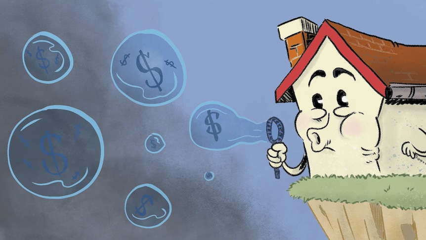 Illustration of house blowing a bubble