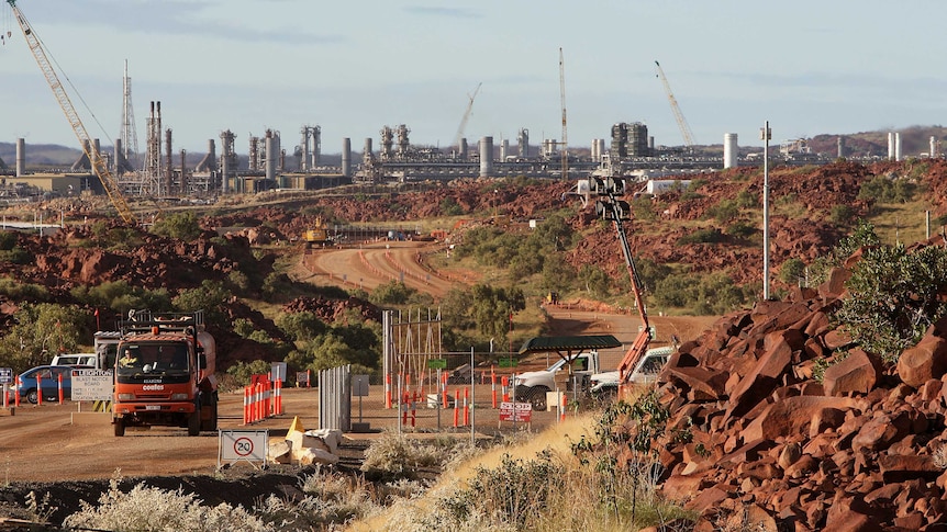 The entrance to Woodside Petroleum's Pluto development on the Burrup Peninsula in WA's Pilbara region.