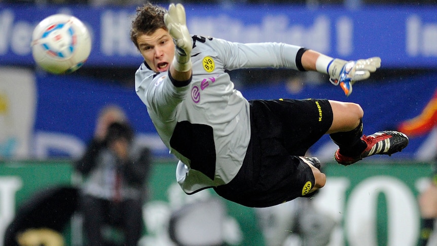 Mitchell Langerak stepped in for Dortmund keeper Roman Weidenfeller to help his side beat Hamburg 5-1.