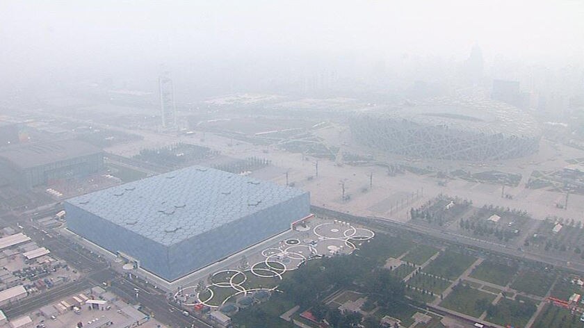 Beijing skyline on August 8, 2008