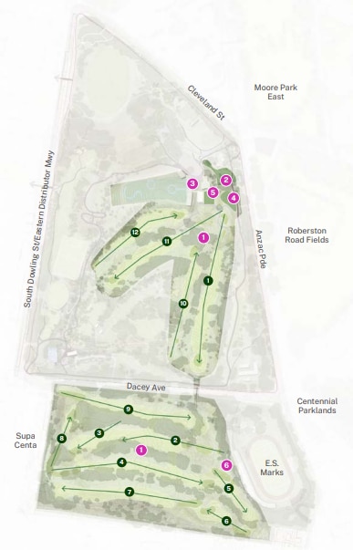 A map of a planned 12 hole golf course.