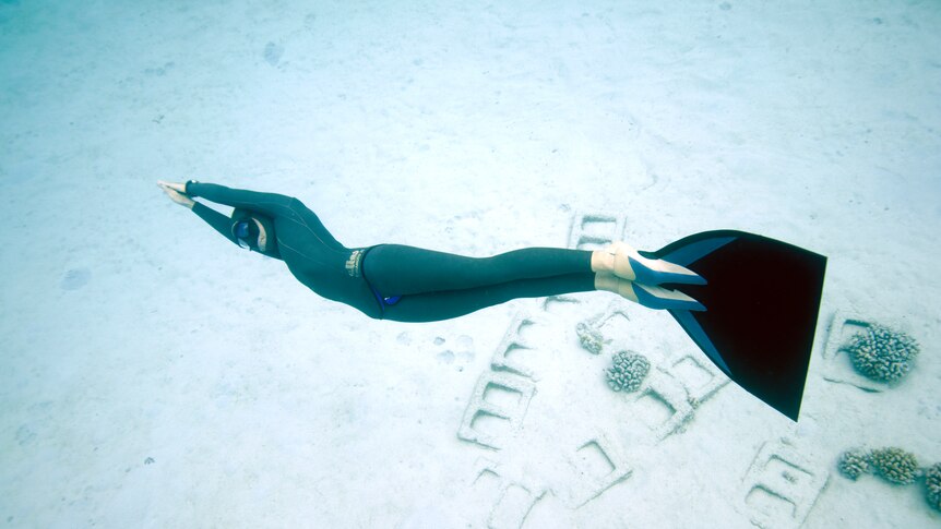 Christina during training for the record dives.