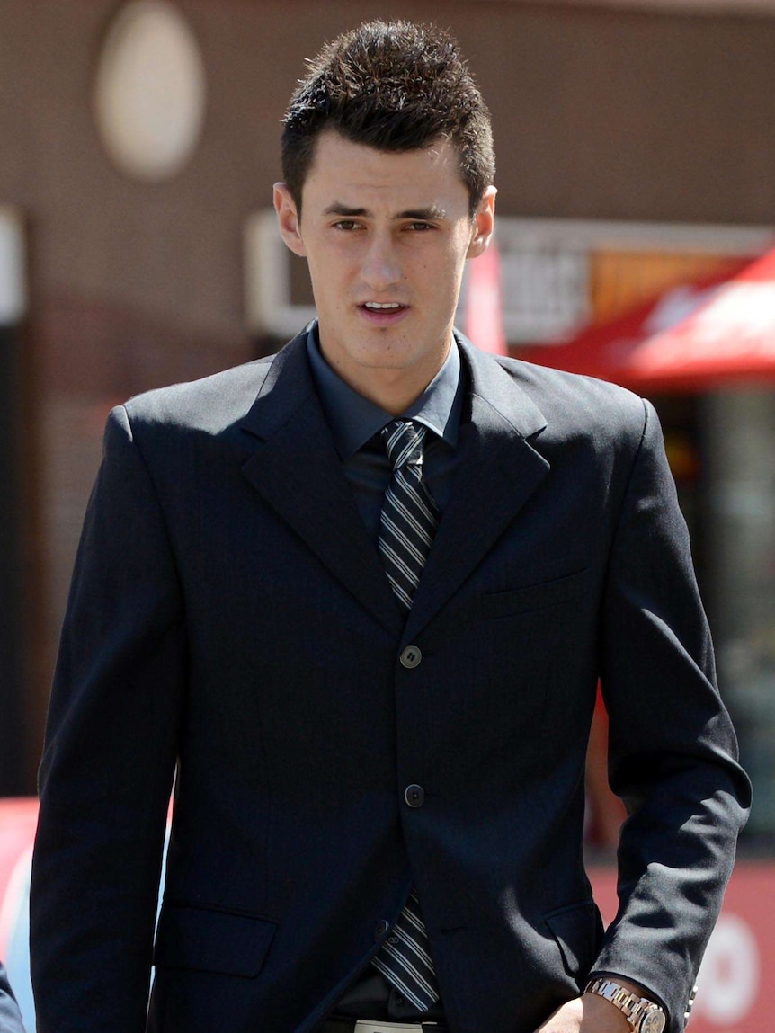 Tennis player Bernard Tomic arrives at the Southport Magistrates court on the Gold Coast.