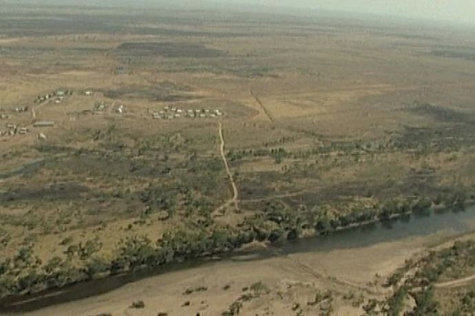 An aerial shot of a cattle station.