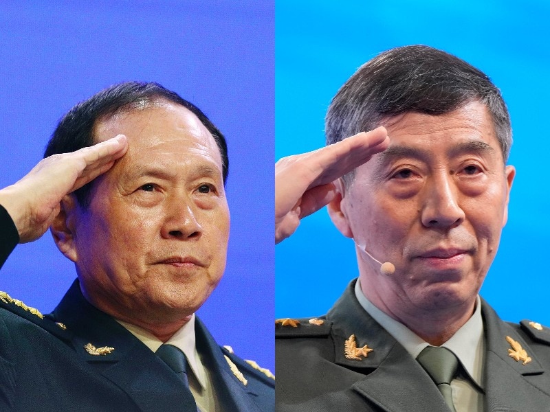 被拉下马的两位“军中打老虎”、两位前国防部长魏凤和及李尚福。