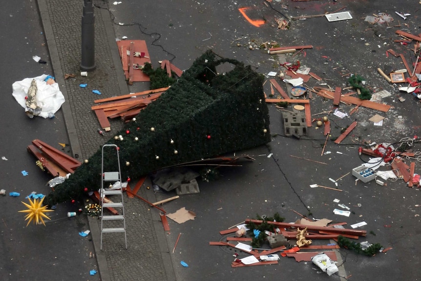 Devastation left behind following Berlin market attack