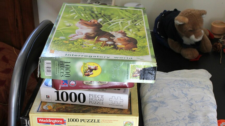 Puzzles on a table