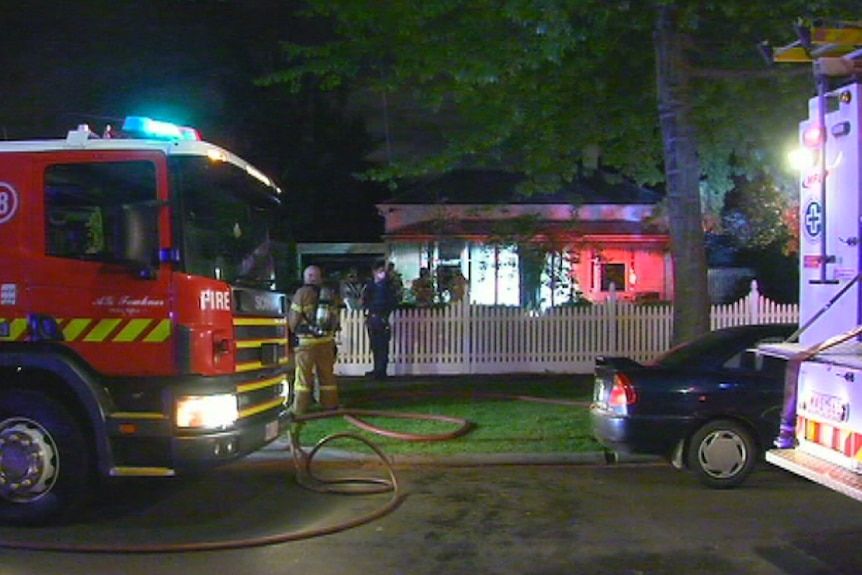 Fire crews at a fatal house fire at Camberwell.