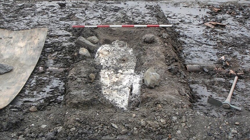Burial site excavated by Heritage Victoria at the former Pentridge Prison site