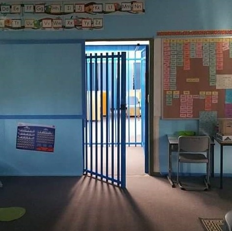 View from the classroom of the cage in which an autistic boy was kept at a Canberra school