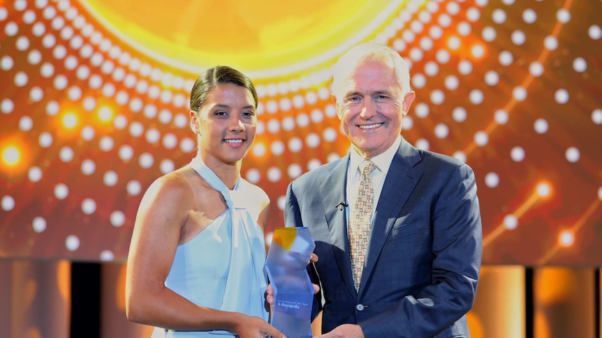 Sam Kerr named Young Australian of Year for Matildas exploits work advocating for women's sport ABC News