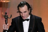 Actor Daniel Day-Lewis accepts his SAG Award.