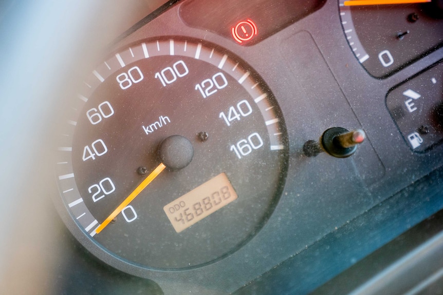 close up image of bus odometer