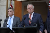 Prime Minister Scott Morrison and Brendan Murphy at a press conference.