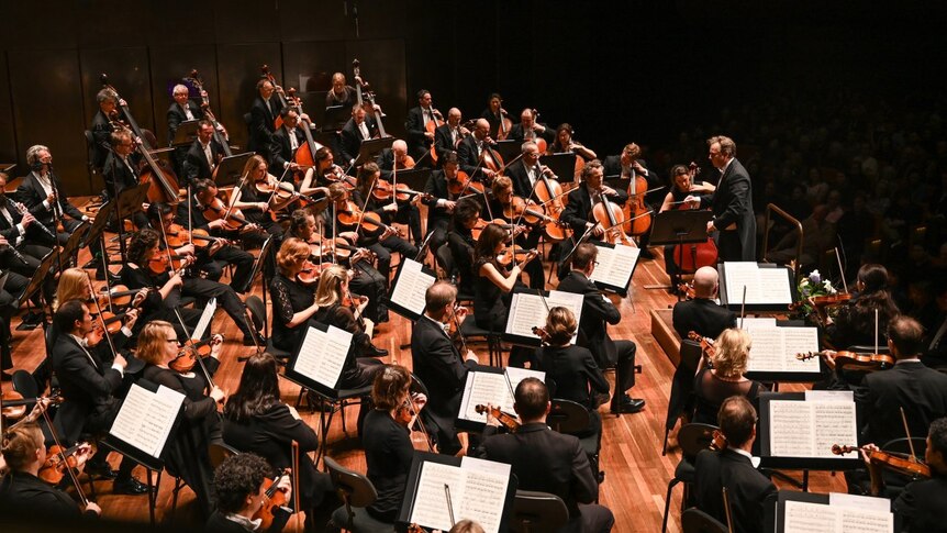 Conductor Alexander Briger and the Australian World Orchestra at Hamer Hall.