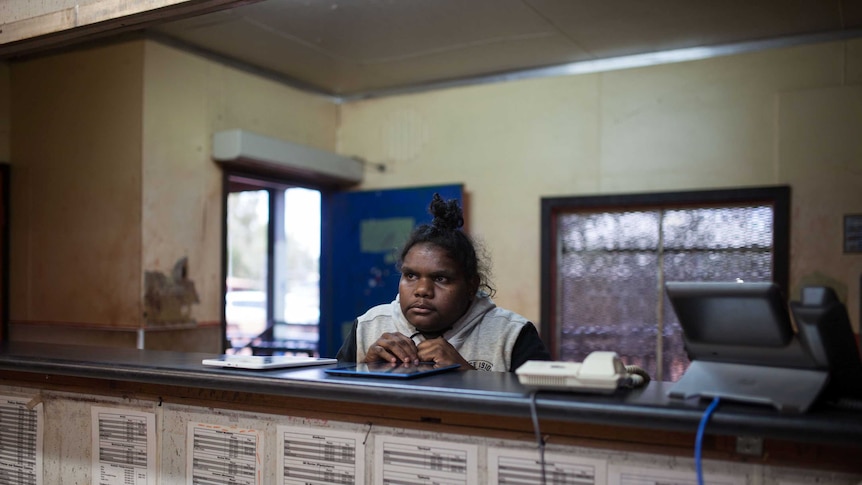 Warburton, WA, local Janita Ulah waits to be served at the Centrelink office.