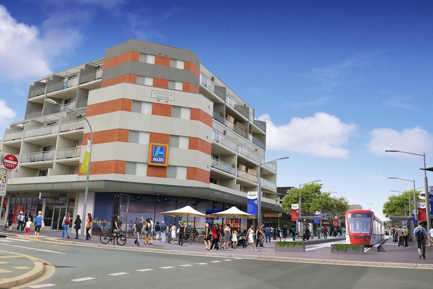 Artist's impression of the light rail project in Gungahlin Town Centre.