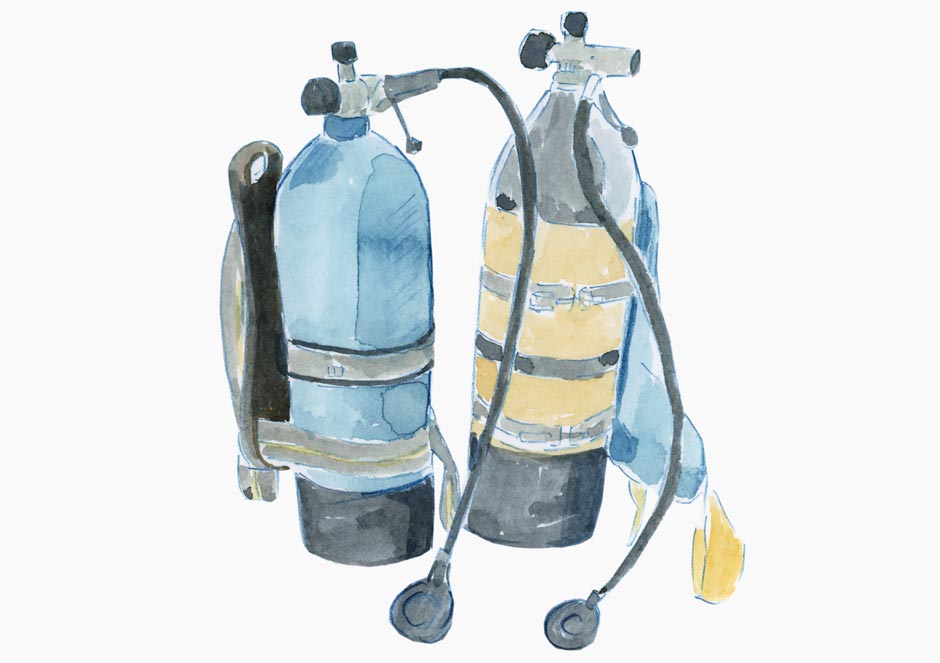 Two oxygen tanks.