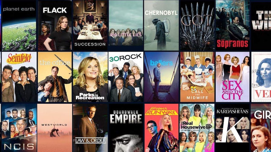 The covers of various different TV shows arranged in a grid