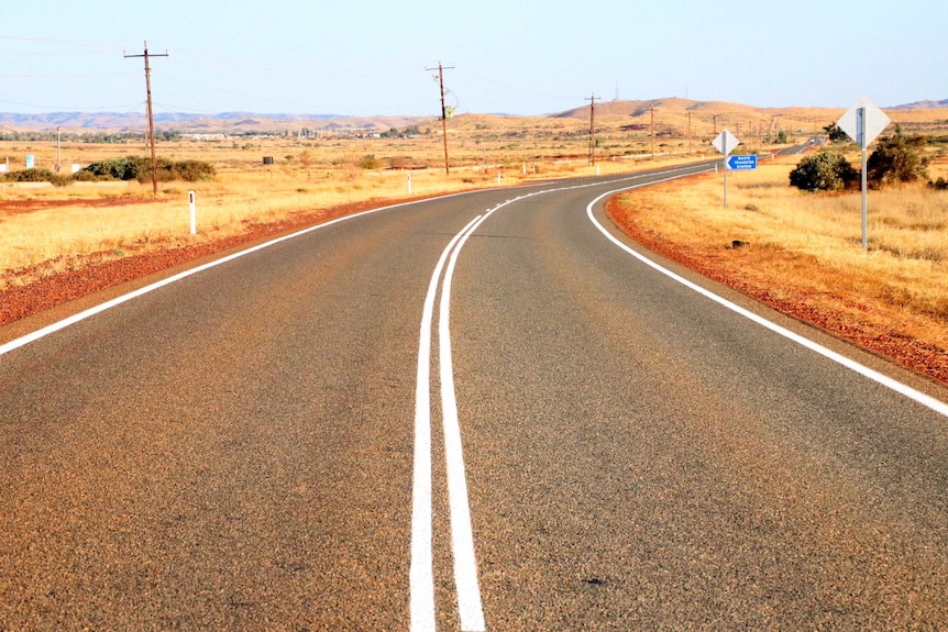 The highway leading into the Kimberley town of Roebourne.