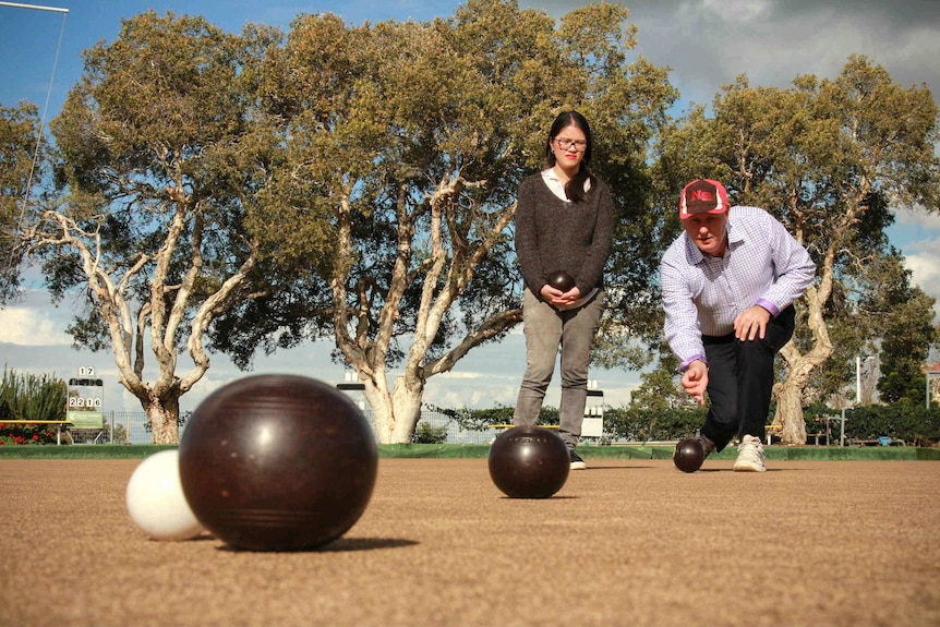 Bettina Tan and Mike Andersch at North Sydney Greens bowling club in Sydney's north.