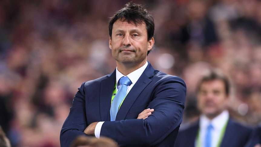 Blues coach Laurie Daley looks on during Origin III at Lang Park on July 12, 2017.