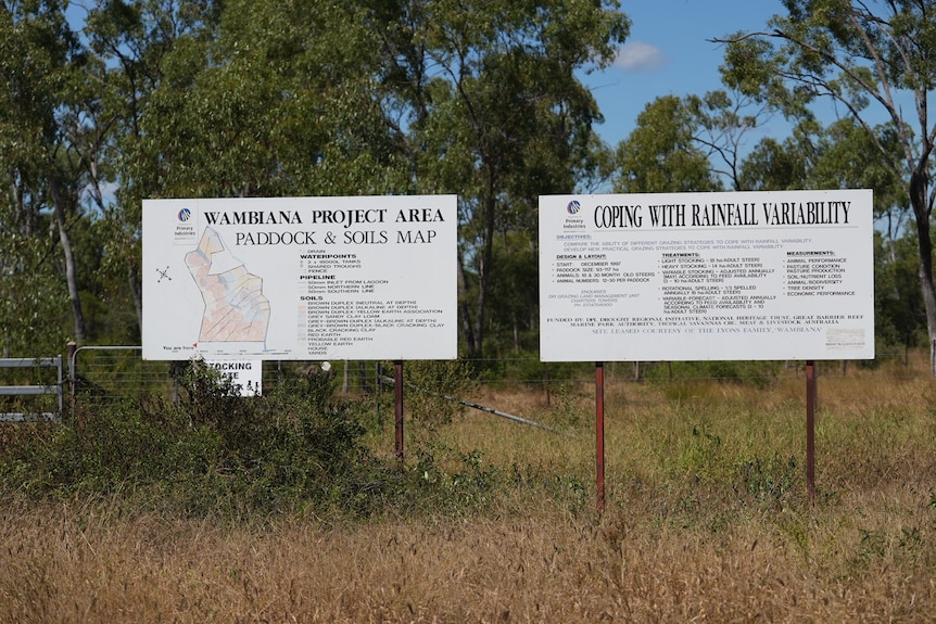 Wambiana Grazing trial project sign on property