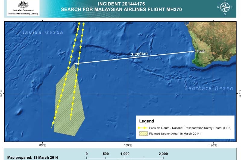 MH370 search map