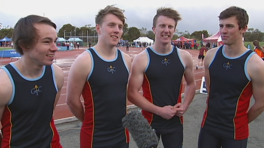 Hobart's Guilford Young College 4 x 100m sprint team