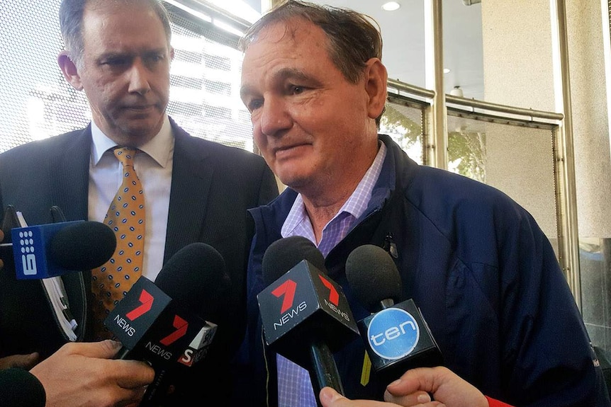 Former Ipswich mayor Paul Pisasale speaks to media as he leaves Brisbane watch house on June 21, 2017