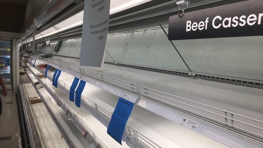 empty supermarket shelves