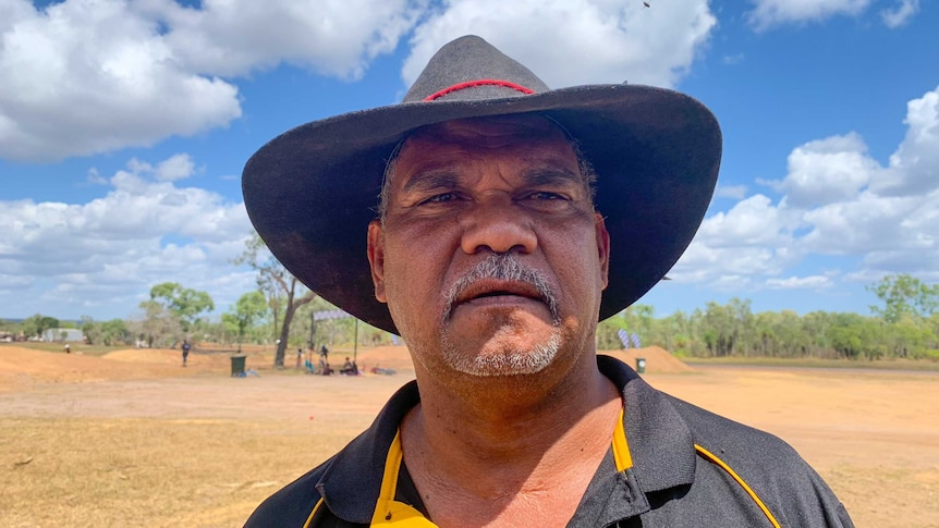 Mayor John Wilson wearing an akubra-style hat and a polo shirt looks concerned.