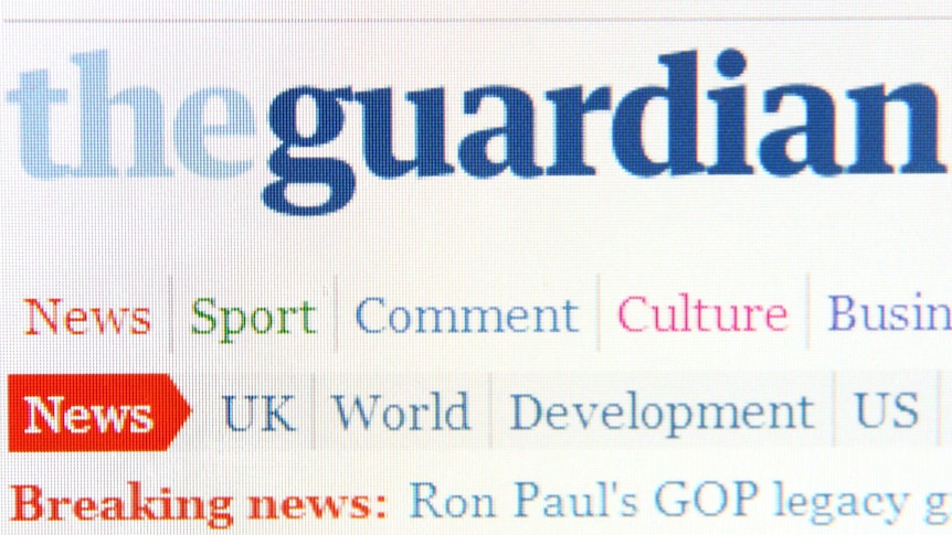 Guardian masthead on the front of the Guardian website.