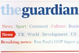 Guardian masthead on the front of the Guardian website.