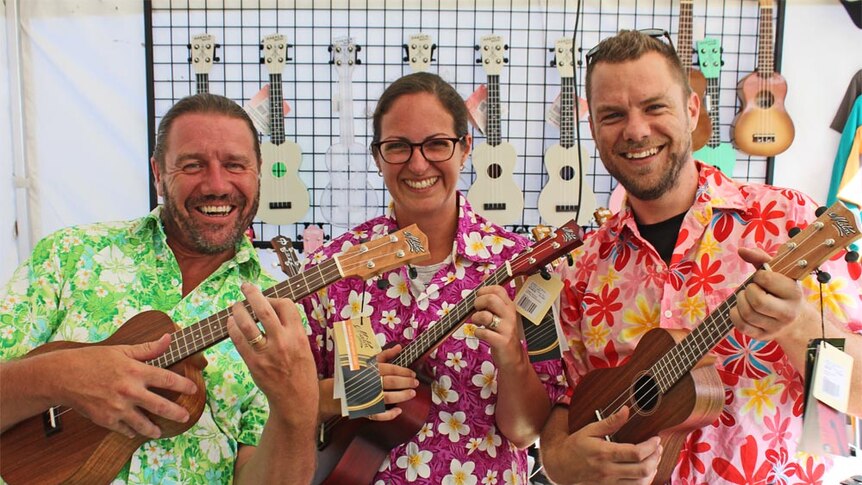 Mark (left) and Elissa Higgins, the owners of Shake It Up Music in Nambour say the ukulele is having a resurgence.