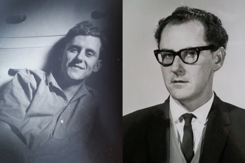 Black-and-white composite image of Dr Neil McConaghy, picture in the 1950s (left) and 1960s (right).