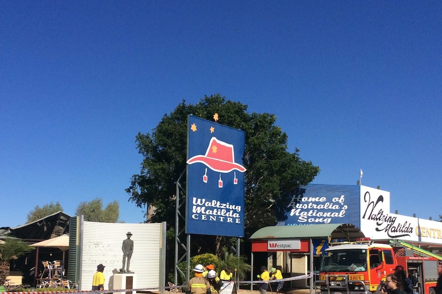 The Waltzing Matilda Centre has been cordoned off as investigators for through the wreckage.